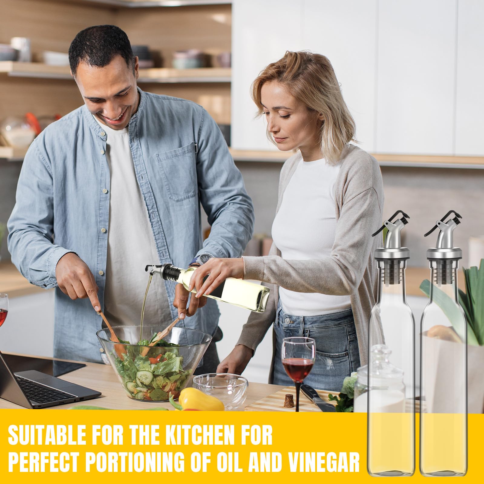 Uiifan Olivenöl-Flaschenspender-Set, Öl- und Essigspender, Glasbehälter mit 10 Ausgießern, 1 weißen Markern, 1 Metalltrichter, 1 Bürste und 16 leeren Etiketten für Küche, Kochen, 10 Stück