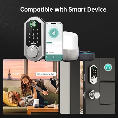 Miniatura 3 de Juego de pomos de bloqueo inteligente WiFi, cerradura de cerrojo con teclado Hornbill con código digital de huellas dactilares, control remoto,