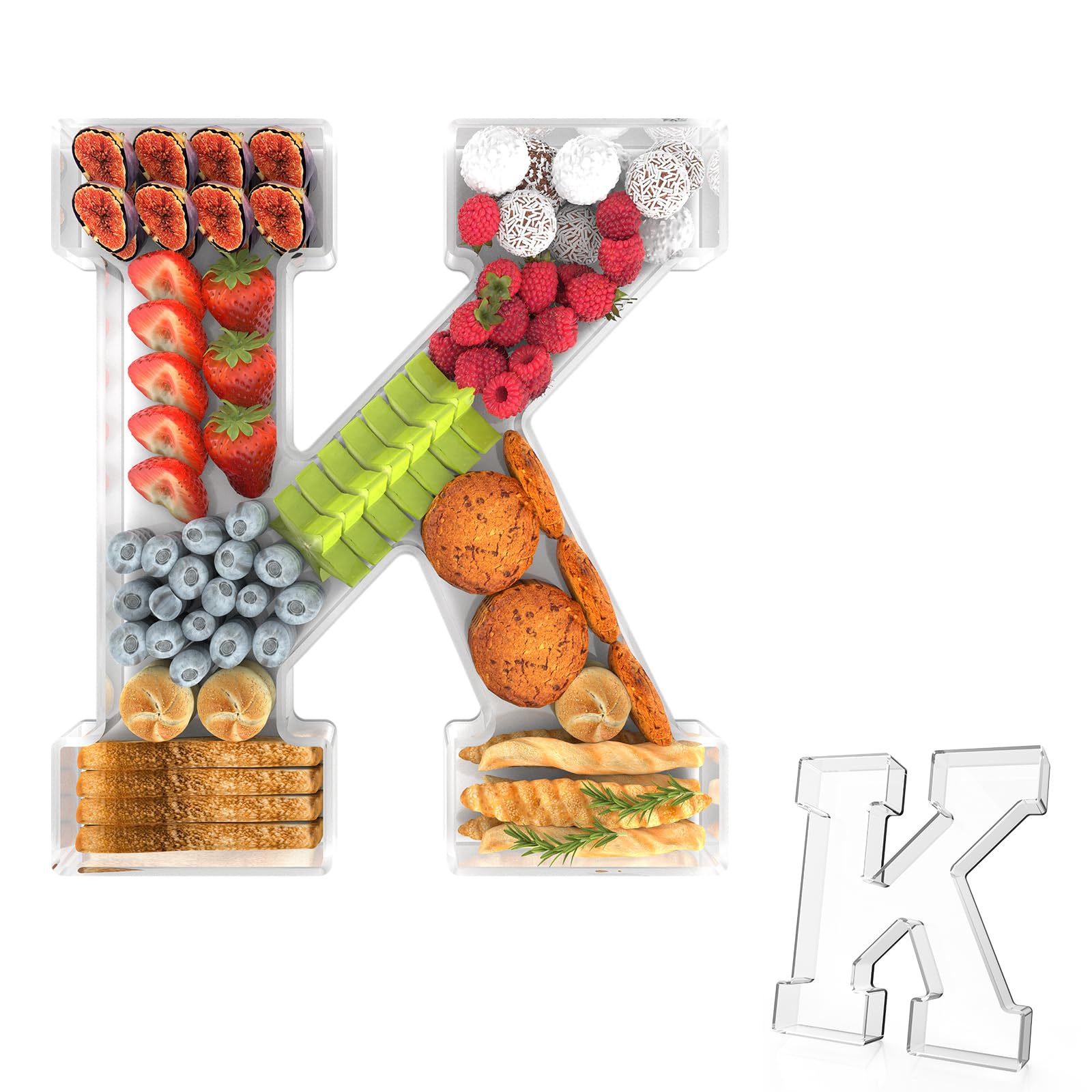 11" Acrylic Letter Charcuterie Tray,Fillable Alphabet &amp; Number Box(Letter K)