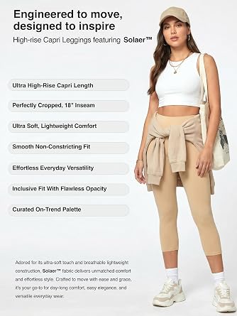 Conceited High Waisted Ultra Soft Leggings for Women - Full Length, Capri Length and Biker Shorts - Available in Plus Size