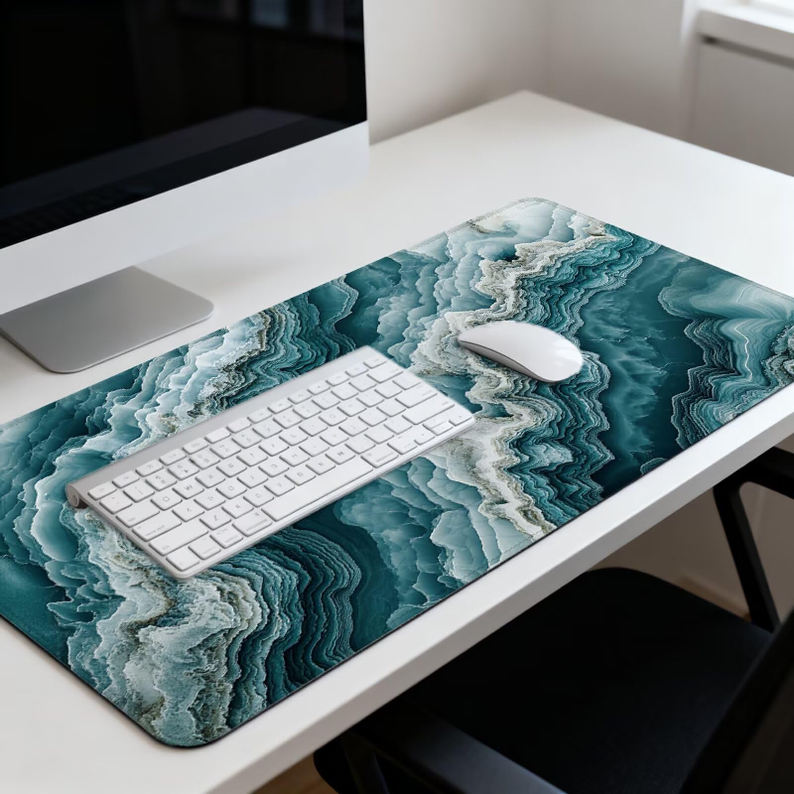 Zielona podkładka pod mysz XXL 1200 x 600 mm abstrakcyjna podkładka pod mysz biurko z wodoodporną powierzchnią i antypoślizgową podstawą, podkładka pod mysz do biura, komputera, poprawia dokładność i