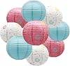 15pcs Paper Lanterns Black Gold Round Hanging Chinese Paper Lanterns 4 6 8 10 12 for Bachelorette Engagement Wedding Baby Bridal Ner Year Party Decorations