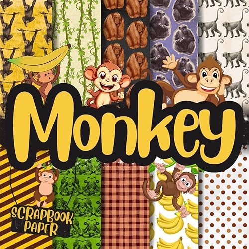 Monkey Scrapbook Paper: Double-Sided Decorative Craft Papers For Wrapping, Junk