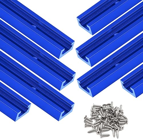 Pistas en T para carpintería, 8 piezas de perfil de doble corte de aluminio de 12 pulgadas, universales con agujeros de montaje preperforados, color