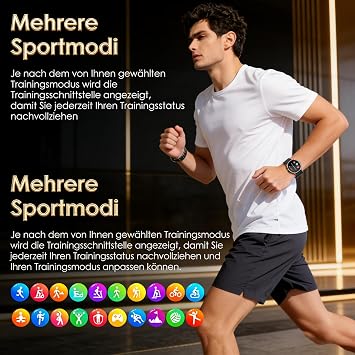 BEYERSWERK Alpha Pro Smartwatch 1.43 Inch AMOLED Fitness Health Watch ECG/BMI 24h Heart Rate/Blood Pressure/SPO2 Sleep/Apnea Monitoring Bluetooth Calls SOS Emergency Call iOS & Android