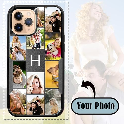 Vista 195 de Funda de fotos personalizada para Apple iPhone 11 Pro Max, patrón de collage a cuadros, personalizado para hacer imágenes en gruesa 3 híbrida Rosa