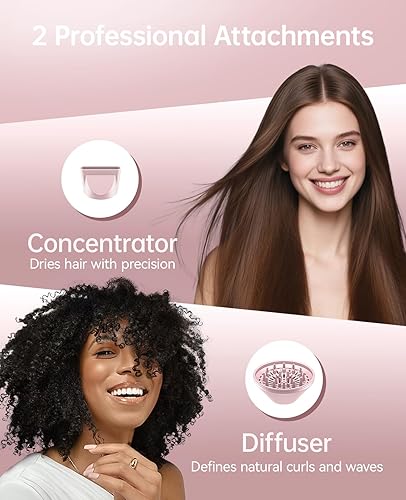 Miniatura 7 de Secador de pelo con difusor, secador de pelo CONFU para mujeres, secadores de pelo para hombres, secador de pelo con accesorio difusor, portátil,