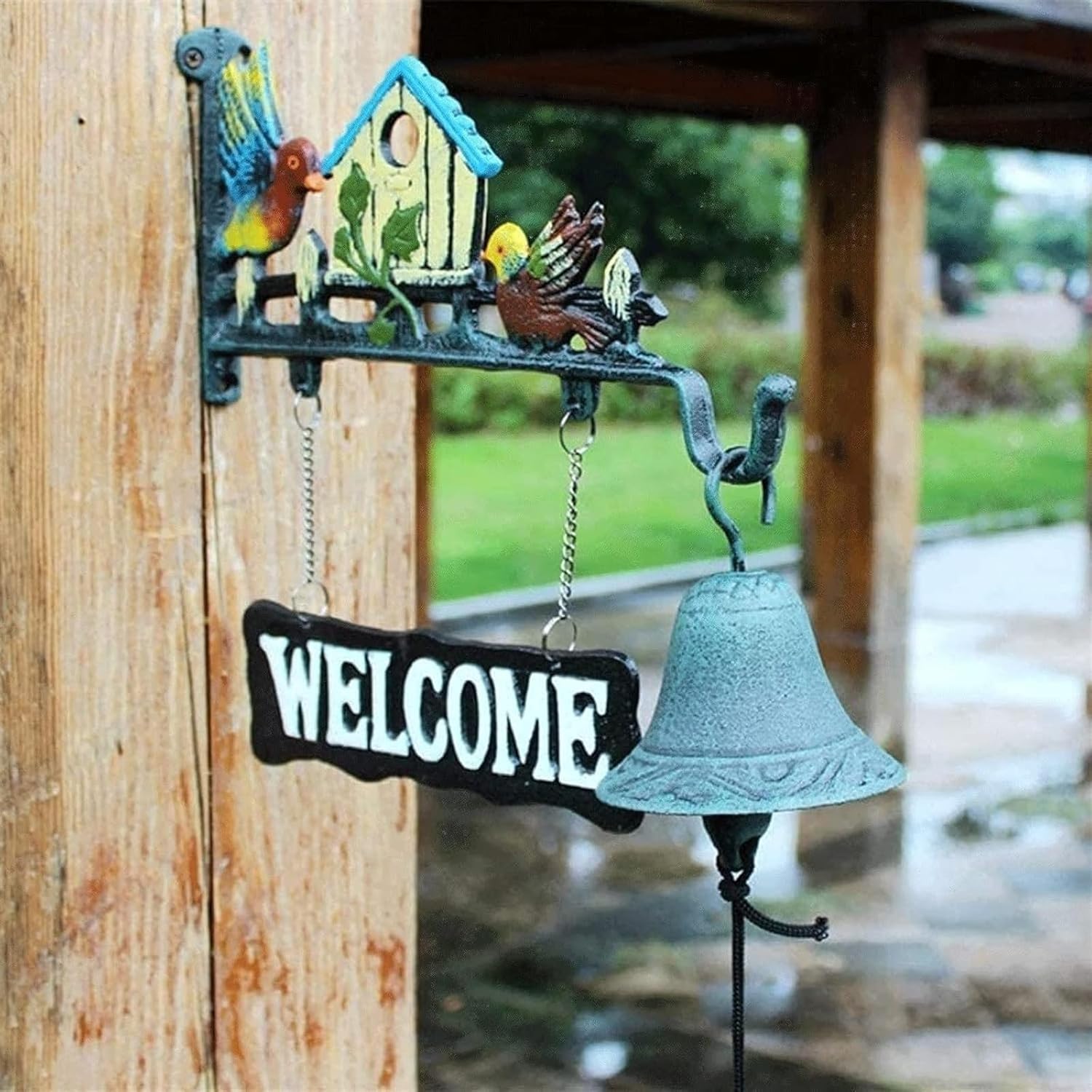 Cast Iron Dinner Bell Cast Iron Wall Hanging Bell Country Farmhouse Wall Decor Antique Style Dinner Bell Decorative Welcome Wall Plaque Yard Sign