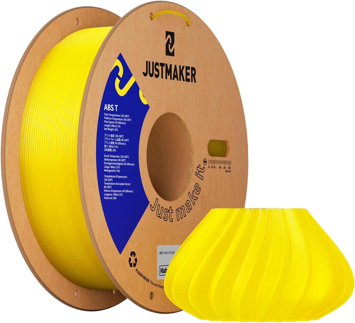 ABS Transparent 3D Printer Filament, Upgraded Strength Heat Resistant Filament, Low-Odor Transparent Material, Dimensional Accuracy +/-0.03mm, 1.75mm, 1 kg (2.5 lbs), Yellow