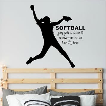 Girls Softball Pitcher Wall Decal, Inspirational Softball Room Decor
