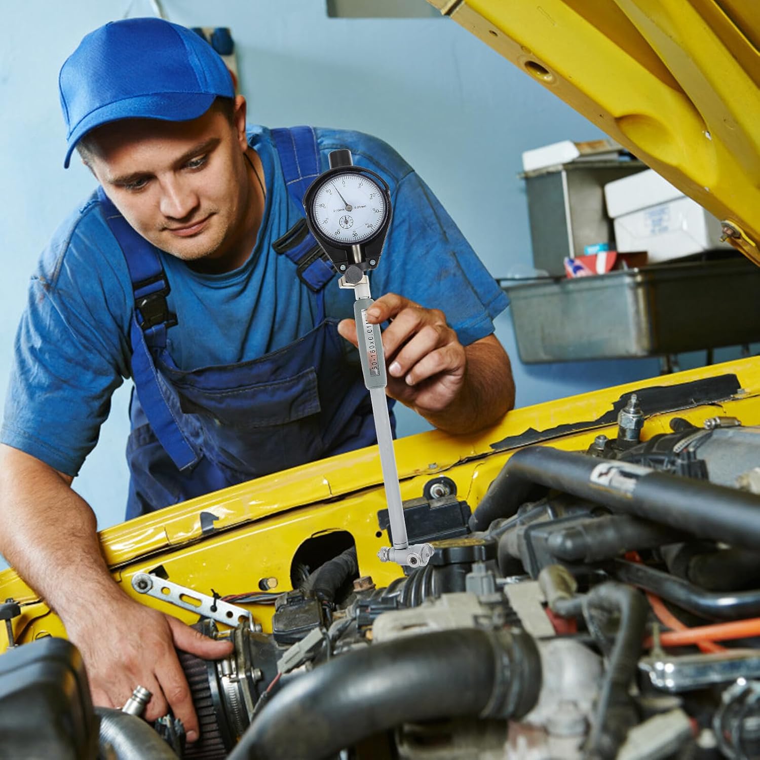 Generic Flexible Indicating Cylinder Bore Gauge with Dial Indicator for Precise Inner Measurement Material Easy Manual Use for Automotive Repair and Workshop Tools