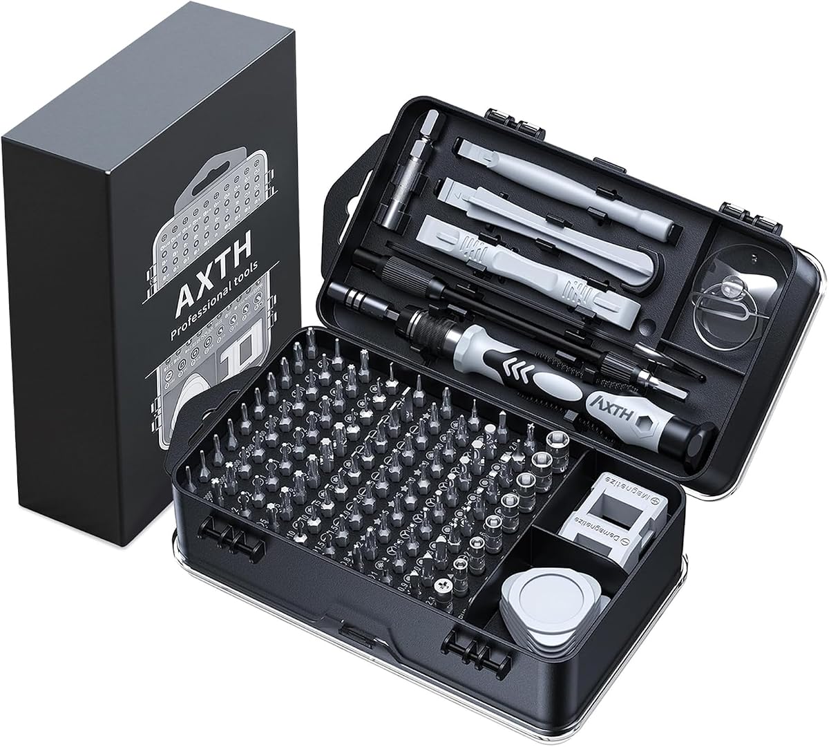 AXTH Juego de destornilladores de precisión 115 en 1, [súper duradero] Mini kit de herramientas de reparación magnética profesional, destornillador pequeño para teléfono, computadora, reloj, computadora portátil, Macbook, anteojos, electrónica