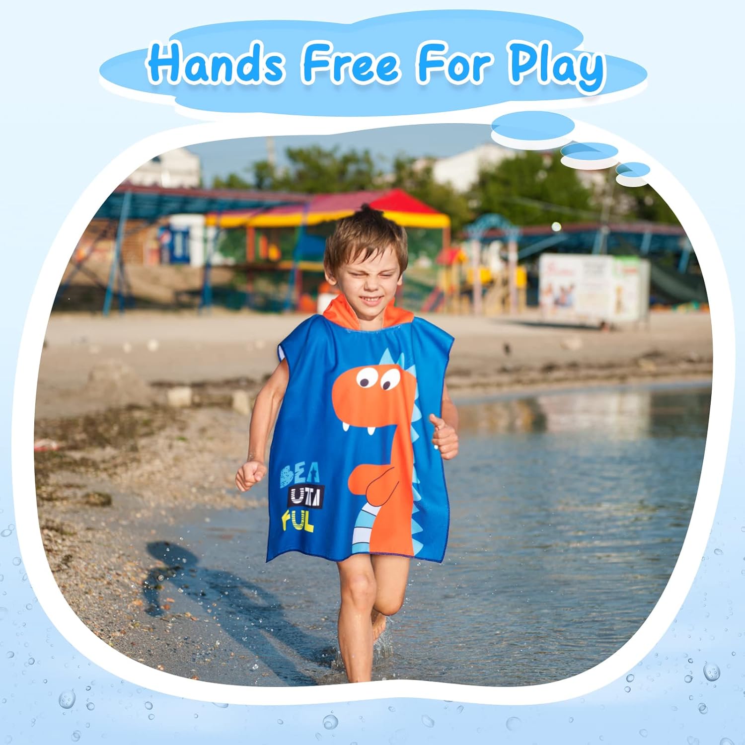 Foaincore 10 Pcs Hooded Towels for Toddler Kids Poncho Children Beach Towels 47 x 24 Inch Soft Microfiber Baby Hooded Pool Towel Poncho Wrap Bath Robe with Hood for 1-7 Years Swim Party(Boy)