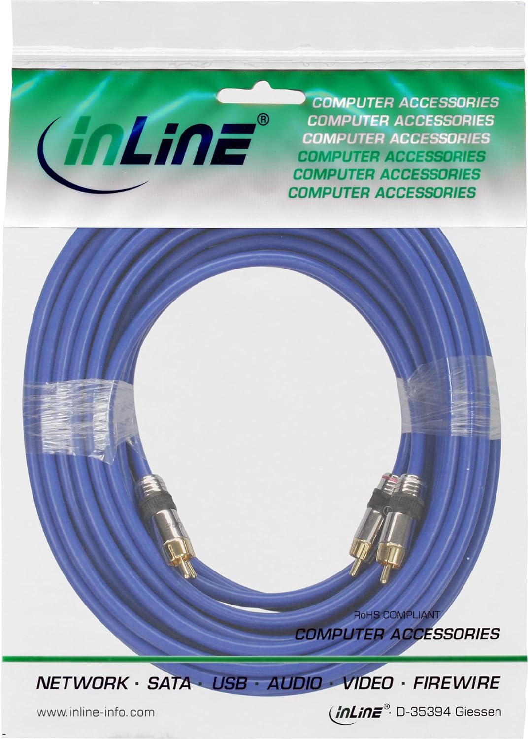 InLine RCA Cable 2X RCA Male to Male 10 m