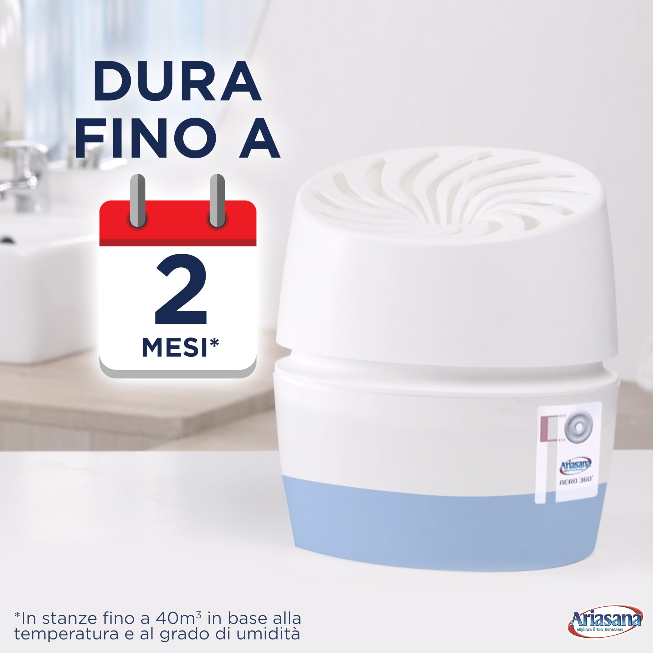 Ariasana Aero 360° Bagno Kit Assorbiumidità, deumidificatore casa non elettrico, assorbi umidità contro condensa, muffa e cattivi odori, 1 dispositivo e 1 ricarica in Tab da 450g