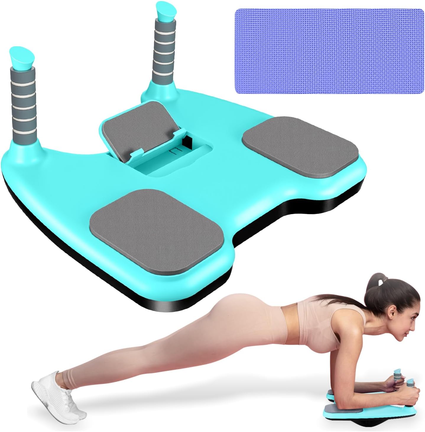 Plank Board, Core Trainer Balance Board, Pure Plank Board with Handles, Full-Body Workout, Home Fitness Equipment for Core Strength 1-Blue