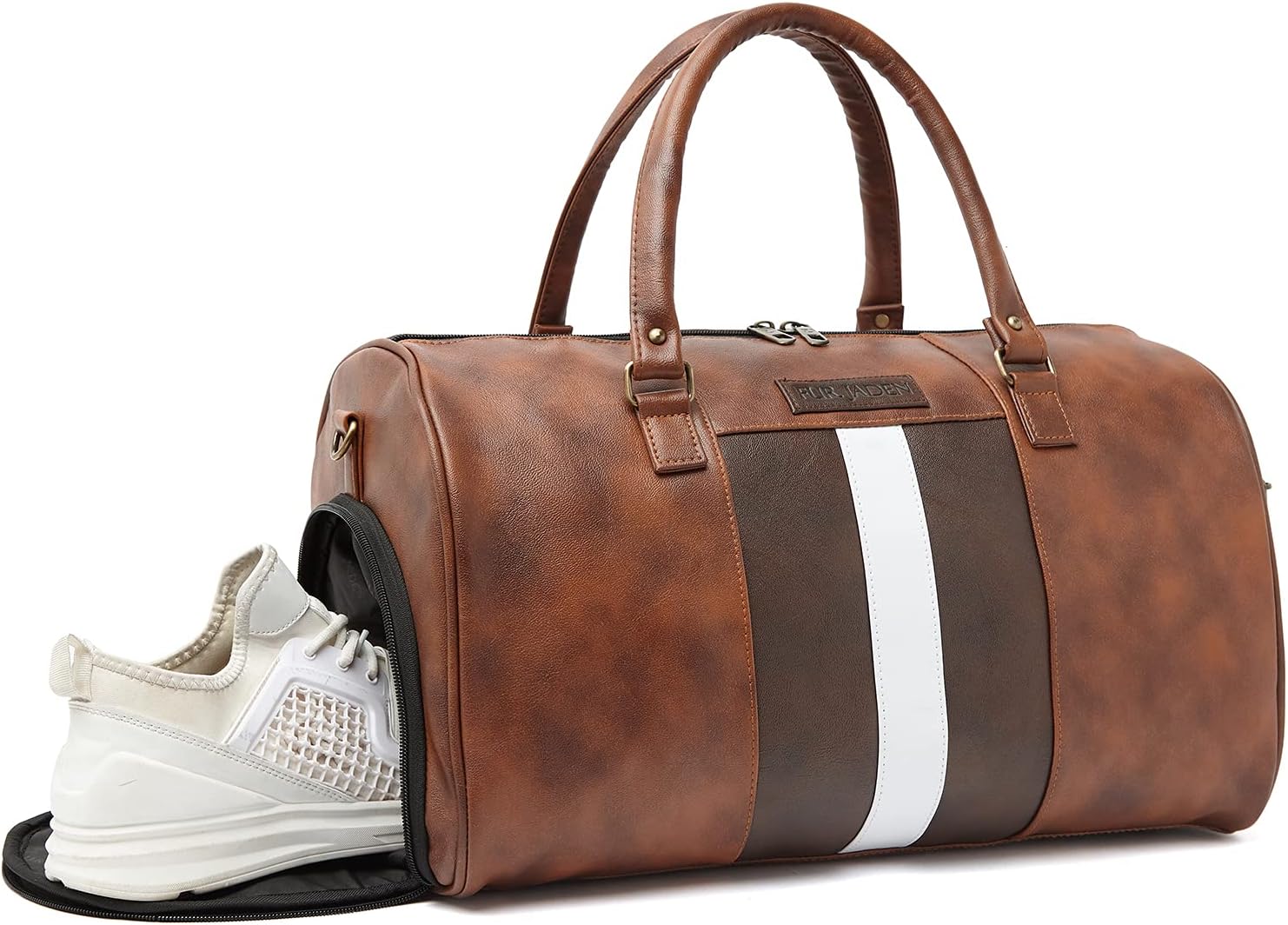 - Weekender Travel Duffle Bag with Separate Shoe/Laundry Compartment for Men & Women Made of Vegan Leather