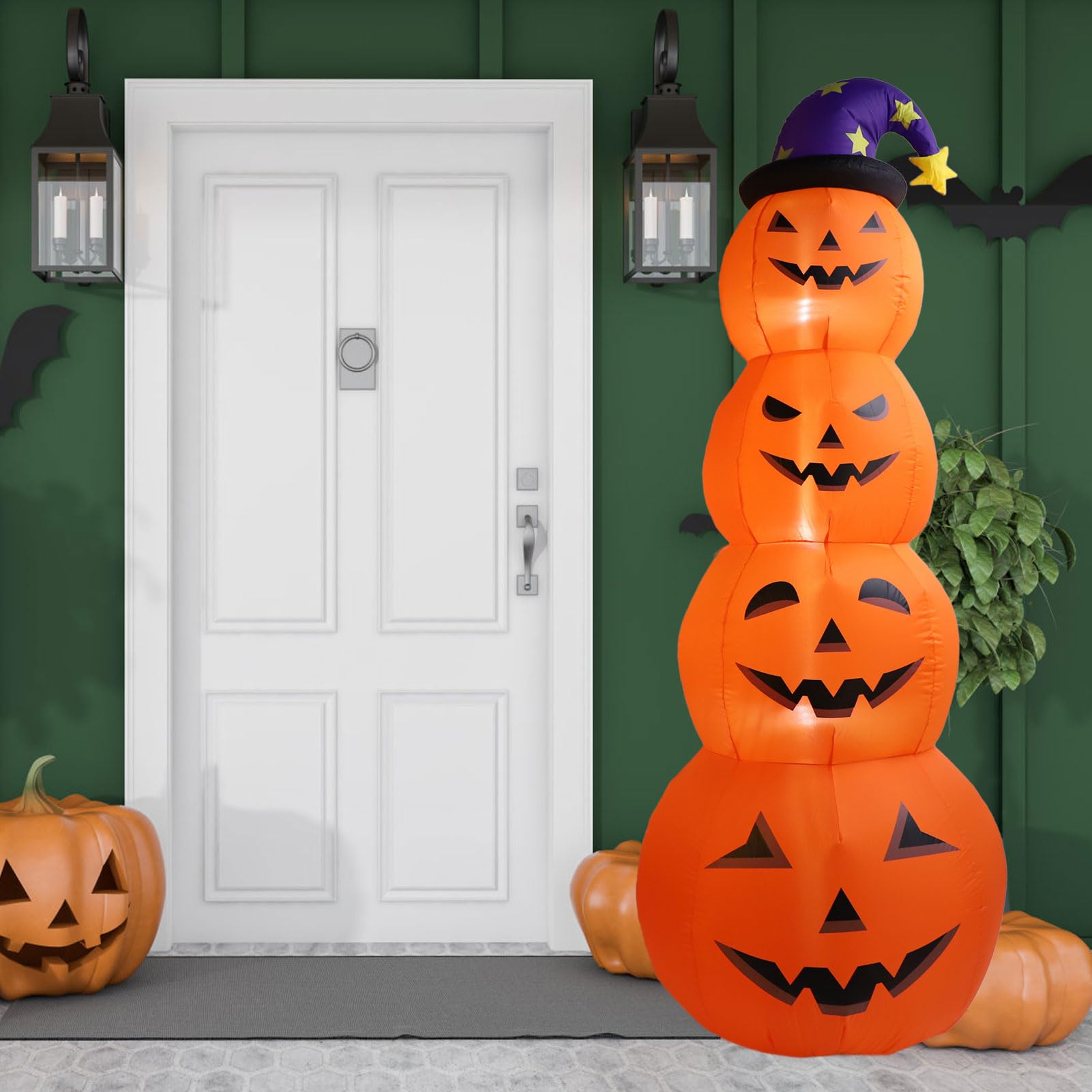 Diyeeni Calabaza Inflable de Halloween de 7.9 Pies de Altura con LED Integrados Que Explotan la Decoración Gigante de Calabaza Aterradora para Jardín, Césped, Iluminando (Enchufe UE