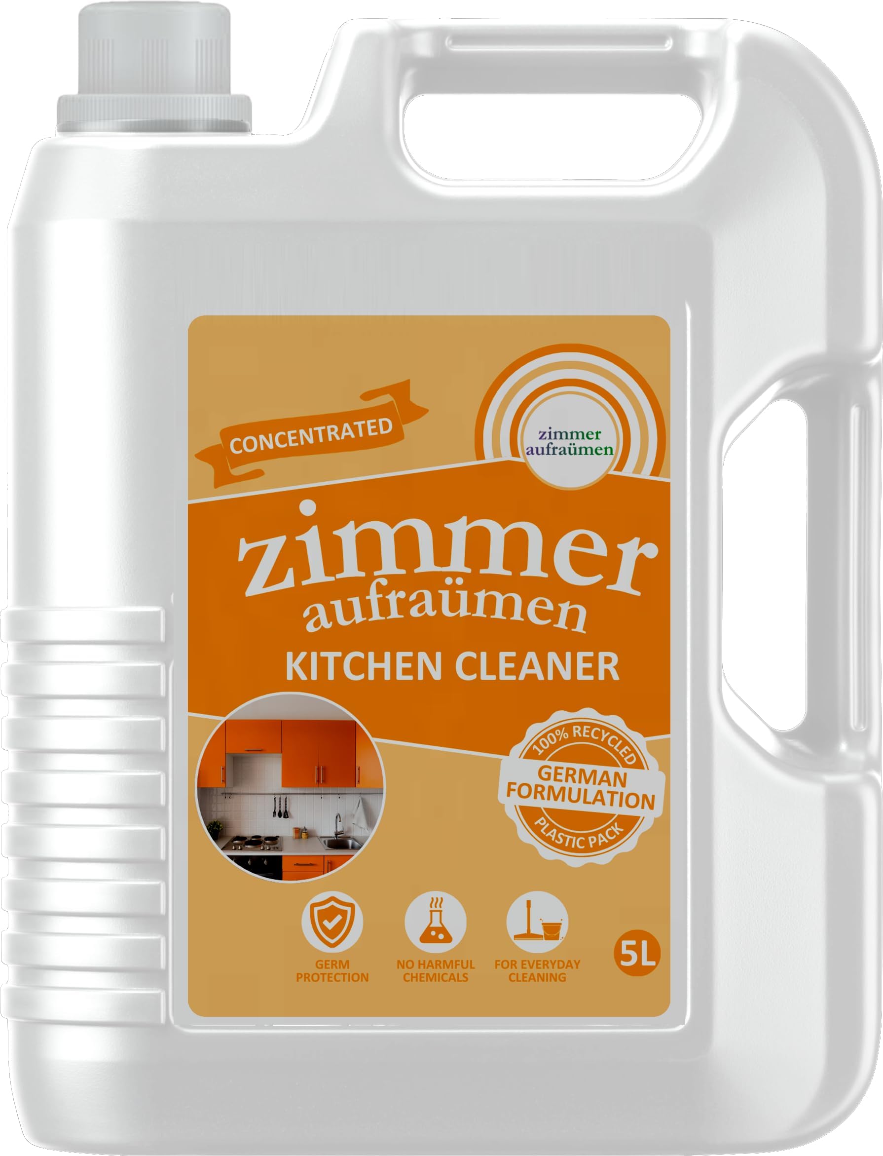 POWERFUL KITCHEN CLEANER & DEGREASER Removes Oil, Food Stains, Grease and Grime. Cleans Kitchen Slabs, Tiles, Floor, Sink, Marble. (5L)