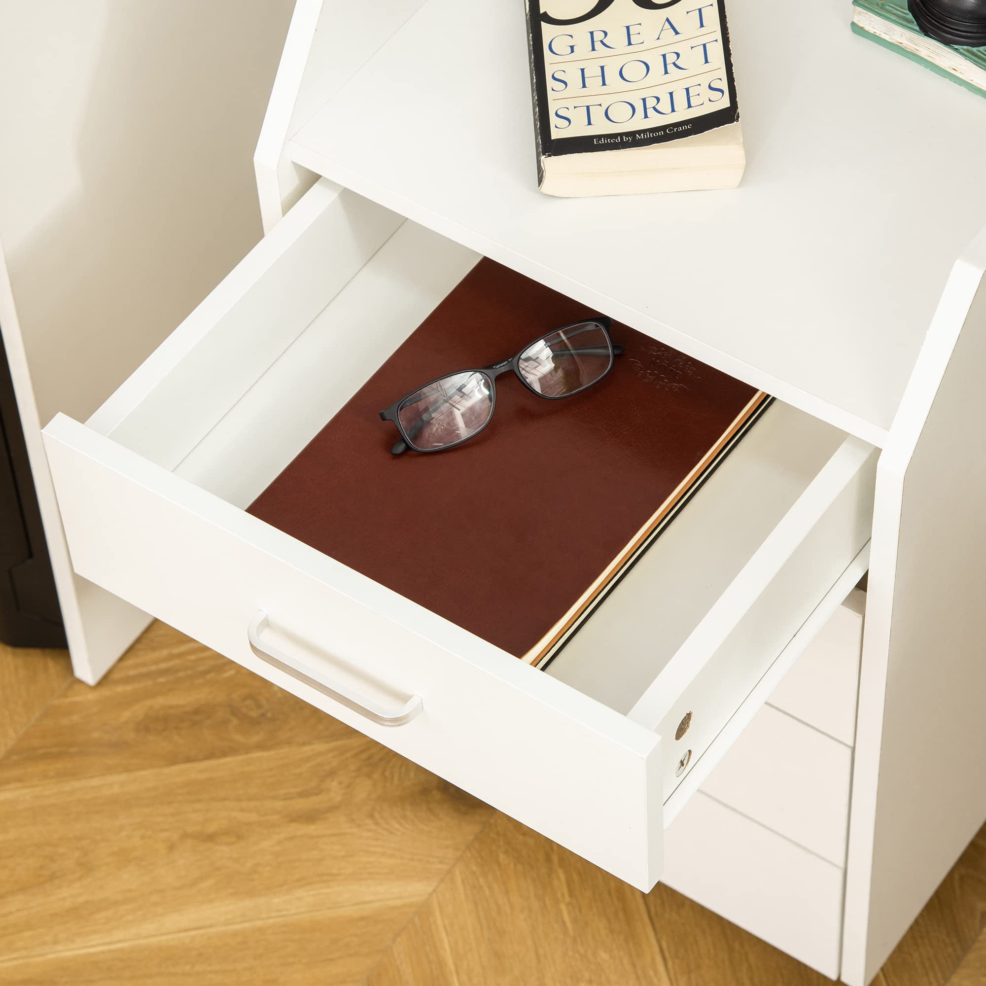 Vinsetto Cajonera de Escritorio con Ruedas, Cajonera de Oficina con 4 Cajones, Archivador Móvil para Estudio, Salón, para Debajo del Escritorio, 40x36x65 cm, Blanco