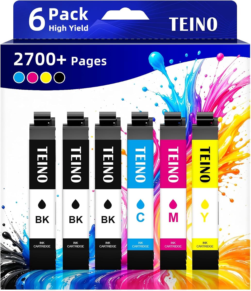 TEINO Remanufactured Ink Cartridge Replacement for Epson 232 Ink Cartridge | Works with Expression XP-4200 XP-4205 Workforce WF-2930 WF-2950 Printer (6 Pack Replacement for Epson 232XL High-Yield)