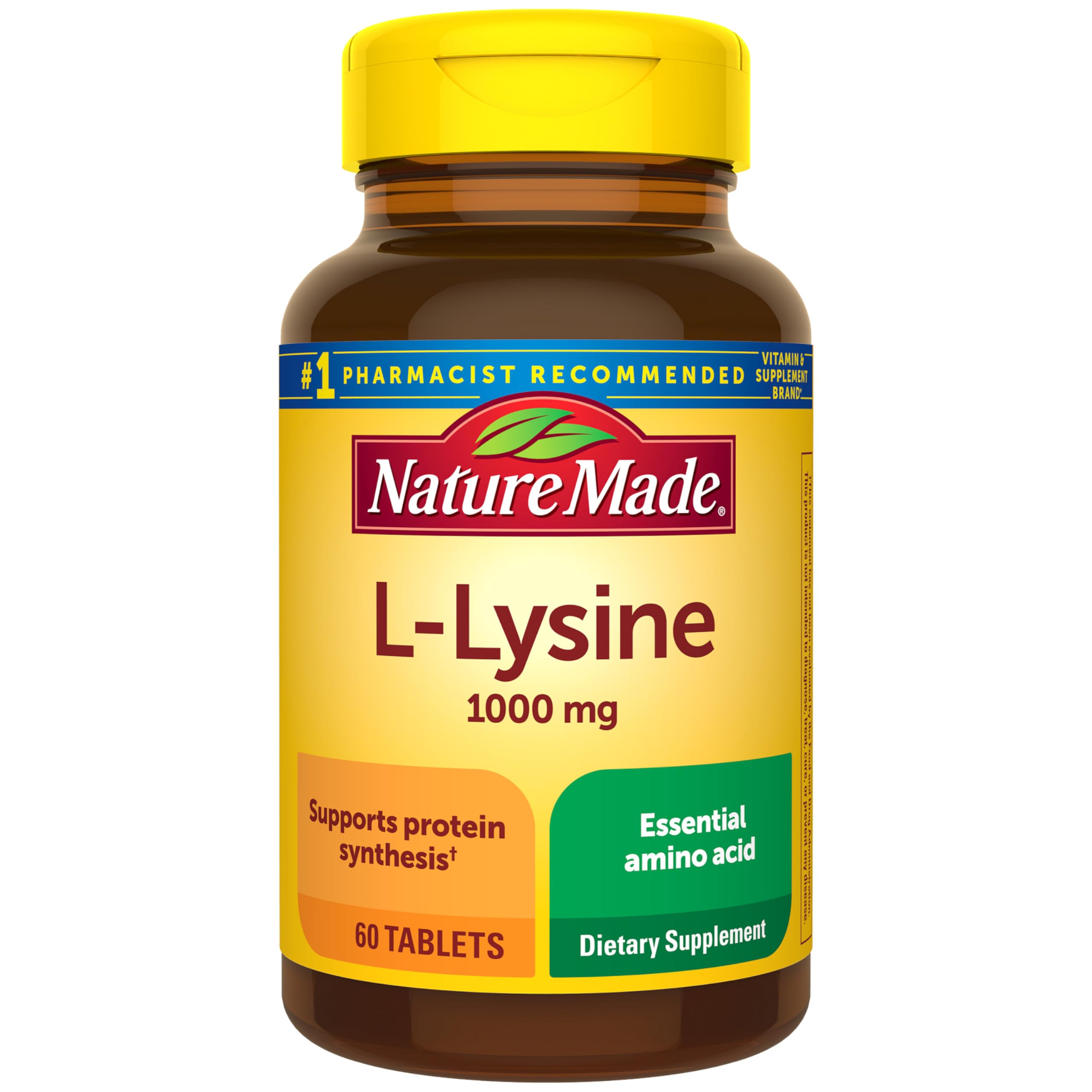 L-Lysine 1000 mg, Dietary L-Lysine Supplements, 60 Tablets, 60 Day Supply