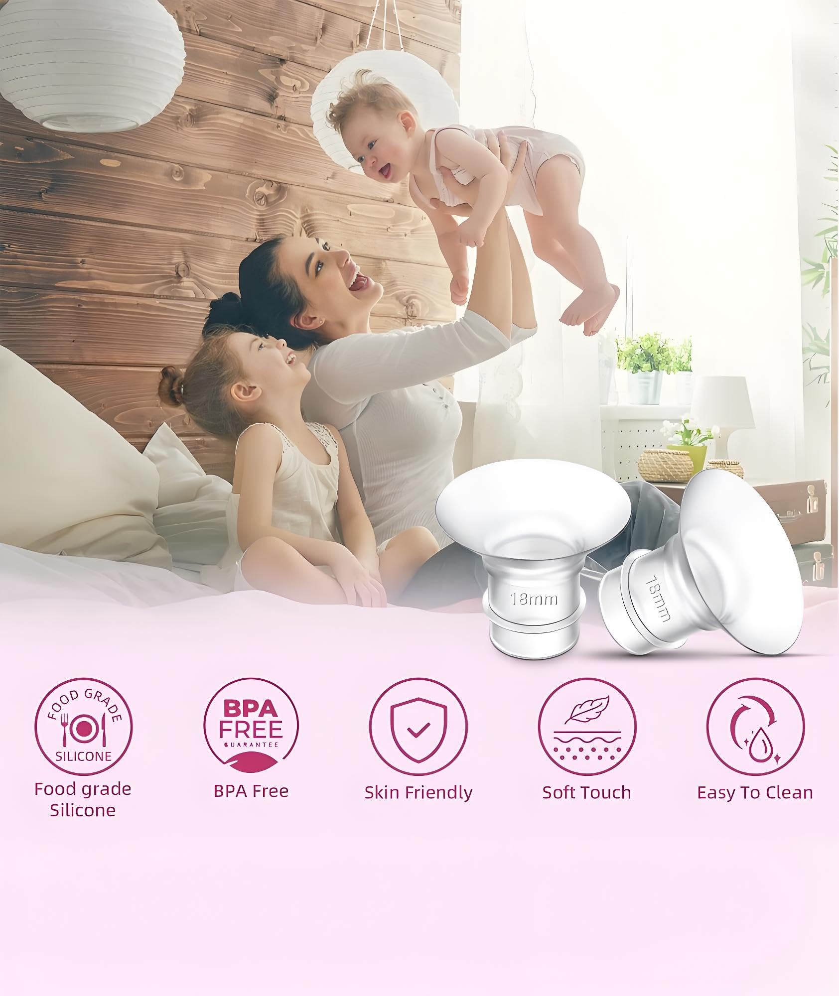 10pcs Flange Insert for Breast Pump, Flange Size for Breast Pump, Flange for Breast Pump Multi-Size Flange Set for Comfortable Pumping, Ideal Breast Pump Accessories for Nursing Mothers - Image 3 thumbnail