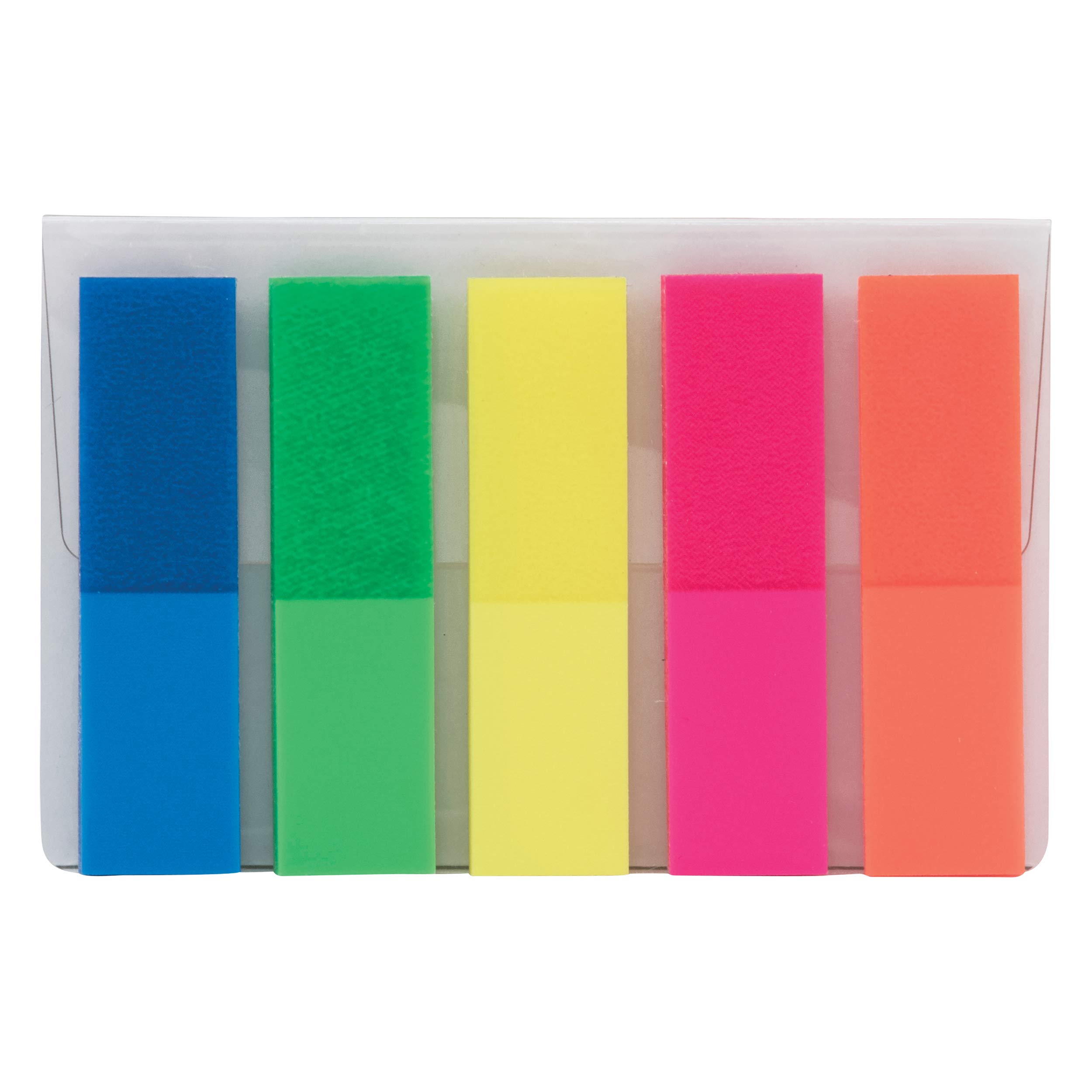 Self-Stick Tab Markers, 1-3/4 x 1/2 Inches, 5 Pads of 25, Clear Assorted Colors (Z20939)