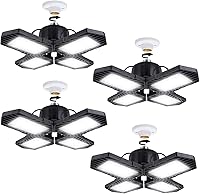 Vista 8 de Paquete de 2 luces LED para garaje, 100 W, iluminación LED deformable de 10000 lm, E26, luz diurna, 6000 K, luces ajustables súper brillantes