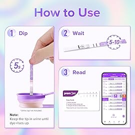 Premom Quantitative Ovulation Predictor Kit: 25 Ovulation Test Strips + 5 Pregnancy Test Strips Combo, with Smart Digital Ovulation Reader App - Accurate Numerical LH Tests