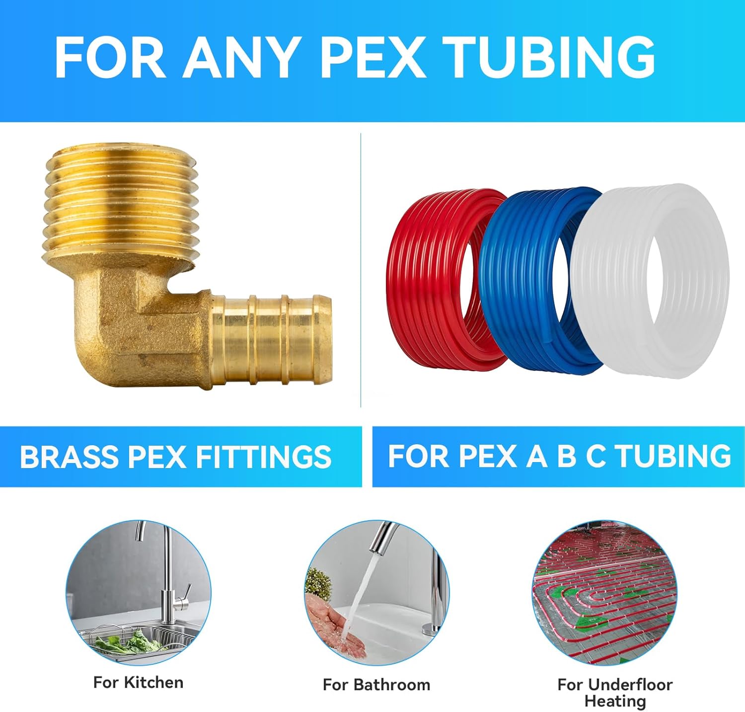 10 Pack PEX Fittings,Pex 1/2"x 1/2" Male Threaded NPT Elbow Barb Crimp Brass Fitting,1/2 Inch F1807 Male Elbow for Pex Pipes in Plumbing Jobs(PEX1807096)