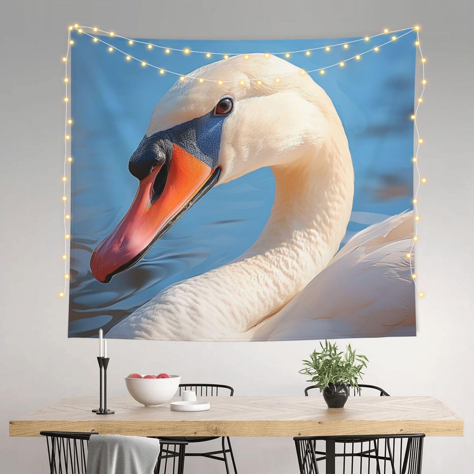 LXCNQFN Tapestry 130 W X 152 L CM Wall Hanging for Living Room White Swan Tapestry Modern Wall Art Wall Blanket Aesthetic Tapestrys Indoor Outdoor Tapestries for Bedroom Dorm