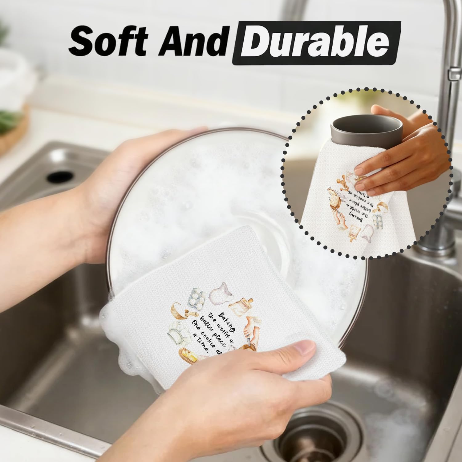 Baking Gifts Kitchen Dish Towels, Gifts for Baking Cooking Lovers, Cookie Bread Bakers Gift Hand Tea Towels for Kitchen Bakery Decor, 16x24 Inch - Image 6