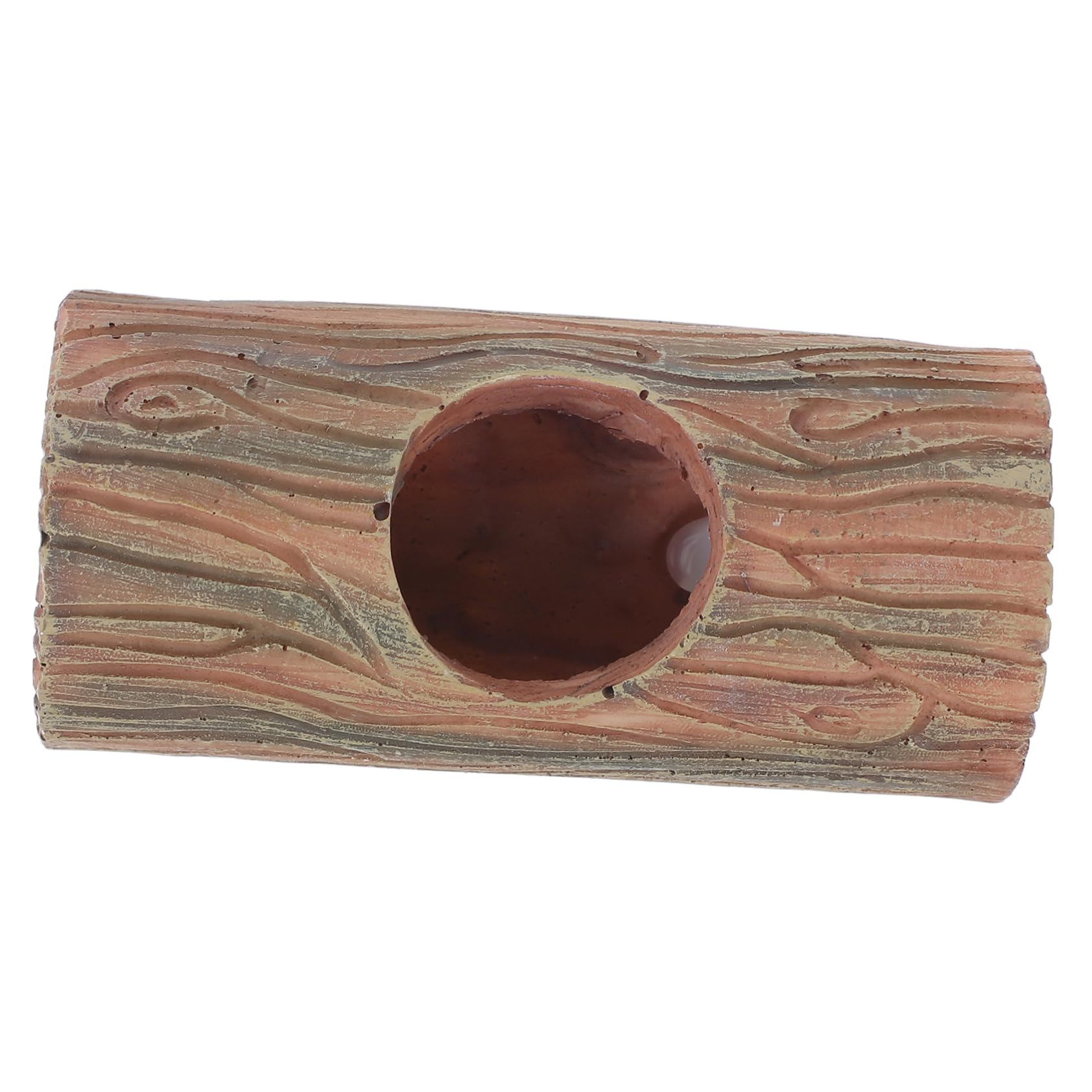 BESPORTBLE Leopard Gecko Basking Hide Handmade Resin Tree Trunk Reptile Tank Cave Decor Suction Mounts