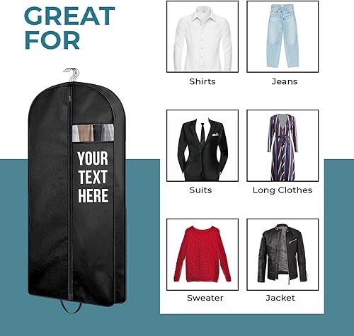 Miniatura 3 de Personalized Passion - Bolsas de ropa personalizadas para hombres y mujeres  Funda de traje de tamaño perfecto de 60 pulgadas para viajes y