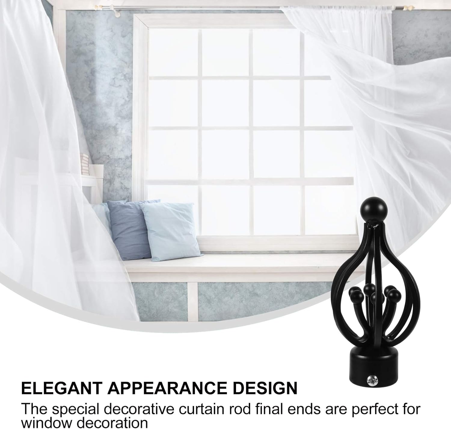 ARTIBETTER 2pcs Decorative Curtain Rod End Caps Finials Matte for Elegant Window Drapery Easy to Install Home Decor Accessories