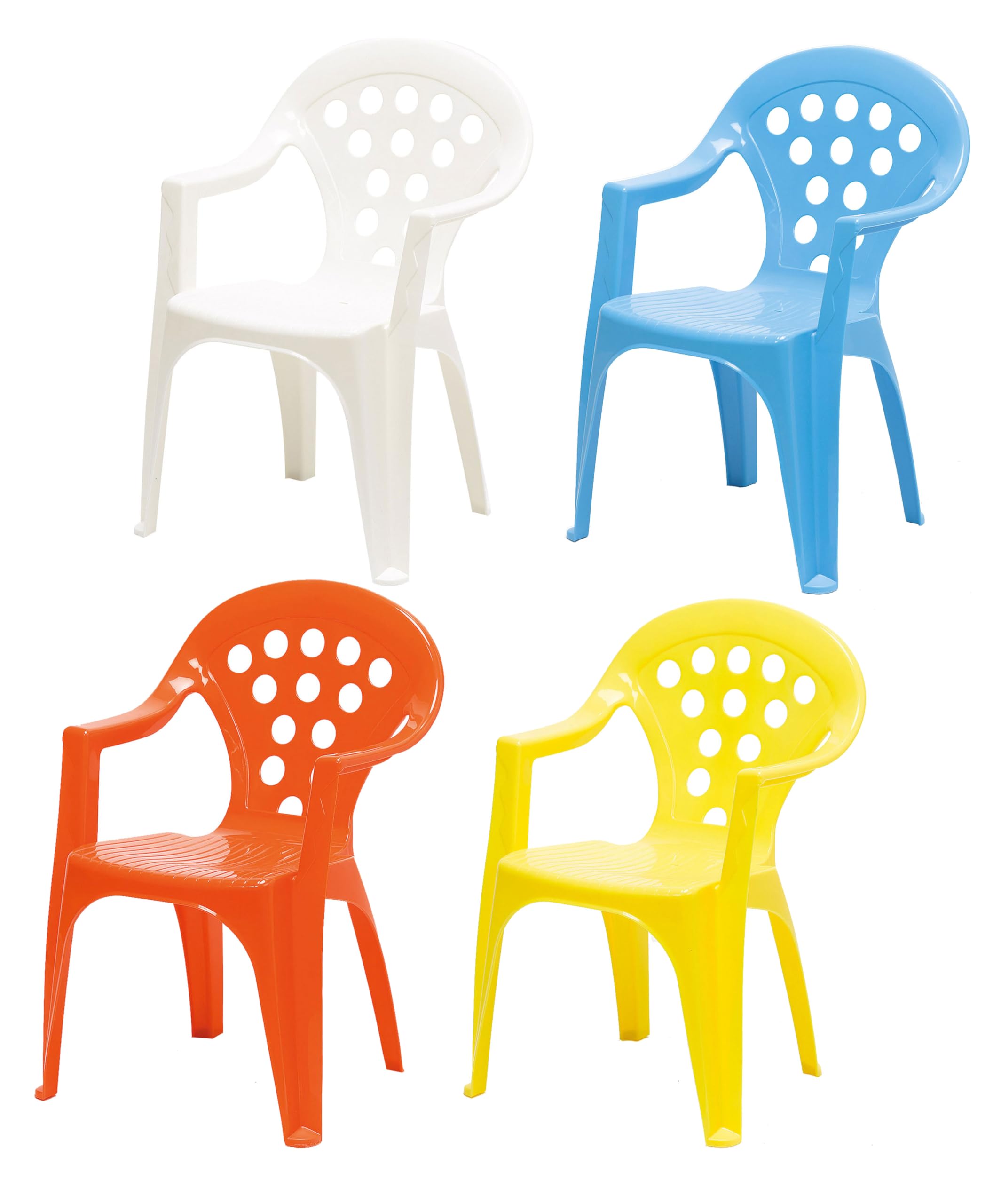hLine Kinder Gartenstuhl Stapelsessel Sessel Stuhl für Kinder in/Out (4 Stück bunt), 868446