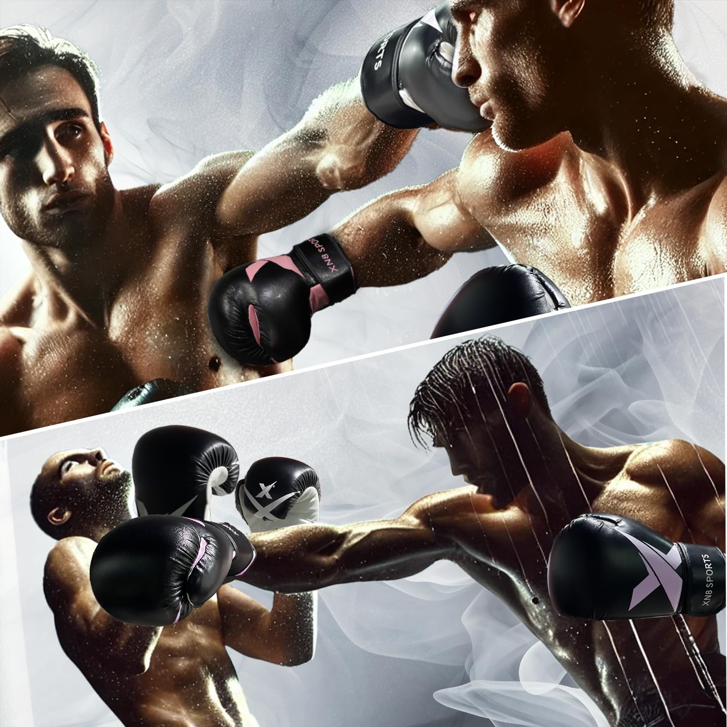 Xn8 - Guantoni da boxe in finta pelle, per kickboxing, MMA, Grappling, muay thai, karate, palmo ventilato, protezione multistrato per uomini e donne (226,8 g, 283,5 g, 340,2 g, 396,9 g, 453,6 g)