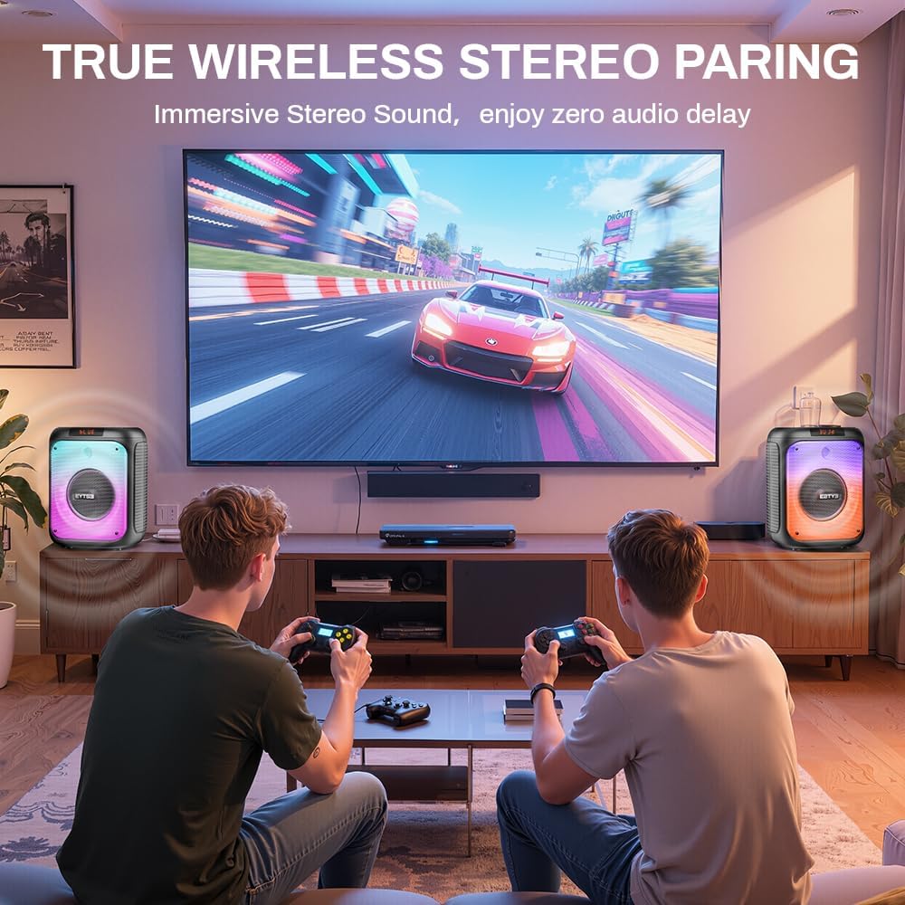 Karaoke Machine for Adults with 2 Microphone, 120W Portable Bluetooth Speaker with Lights for Adult & Kids, Karaoke Microphone with PA System Supports USB/TF/FM/AUX for Home Party, Home System Package - Image 8