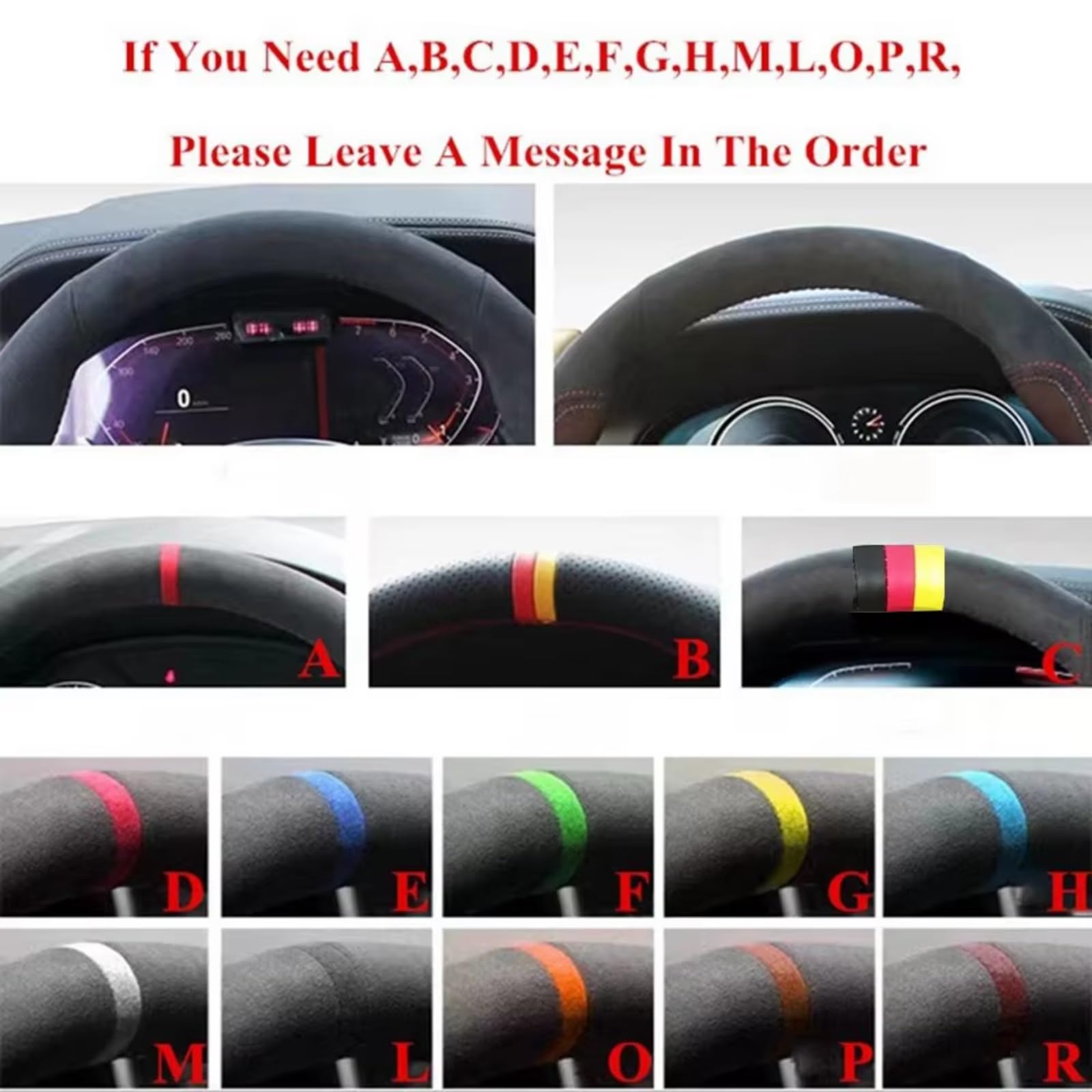 Funda Volante Cuero para Peugeot 308 2014 2015 2016 2017 2018 2019 Funda Volante Coche Cuero Artificial Negro Antideslizante Cosida Mano Funda Volante(Black Thread)