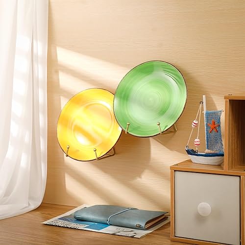 Miniatura 3 de Blulu 8 soportes de metal para placas de pared de 5 pulgadas, soportes de exhibición de placa de montaje en pared, marco de fotos, caballete de