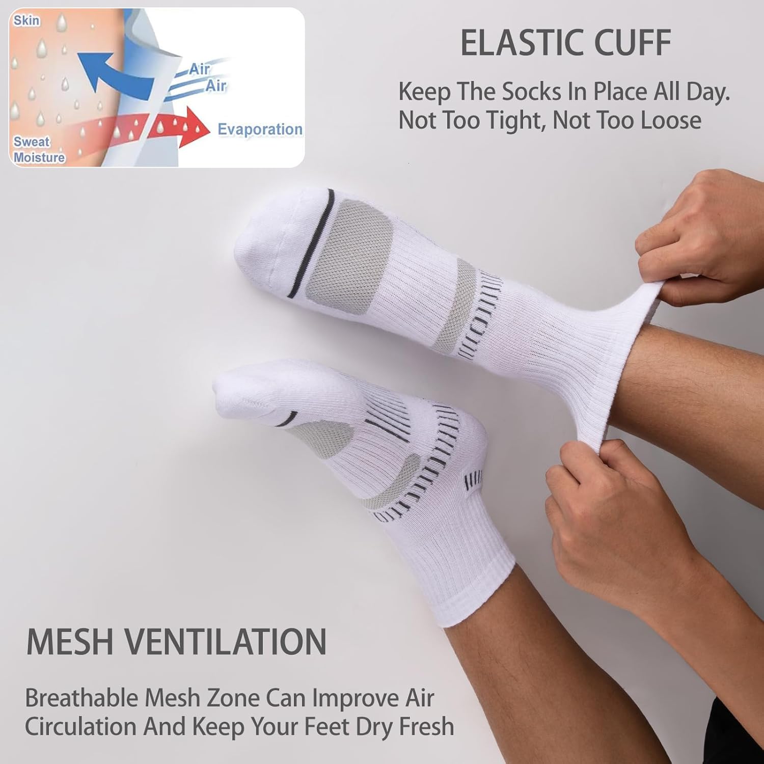 COOPLUS 8 Pairs Men's Athletic Ankle Socks Running Cushioned Cotton Quarter Sports Socks - Image 5