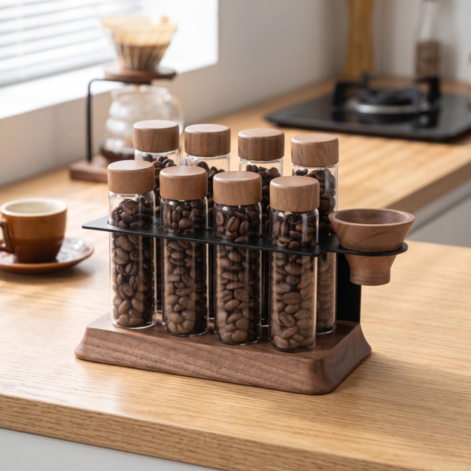 Organizador Granos Café con Tubos Ahorra Espacio Tubo Ensayo Vidrio Elegante Soporte para Cafetería