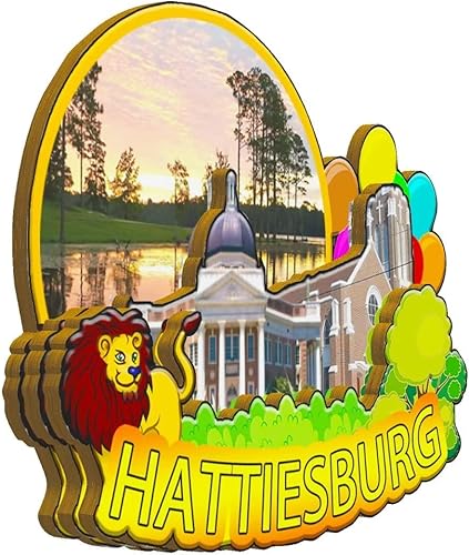 Miniatura 2 de Hattiesburg Mississippi USA - Imán de nevera de madera 3D, monumentos de viaje, coleccionables, recuerdos, decoración hecha a mano, 1613