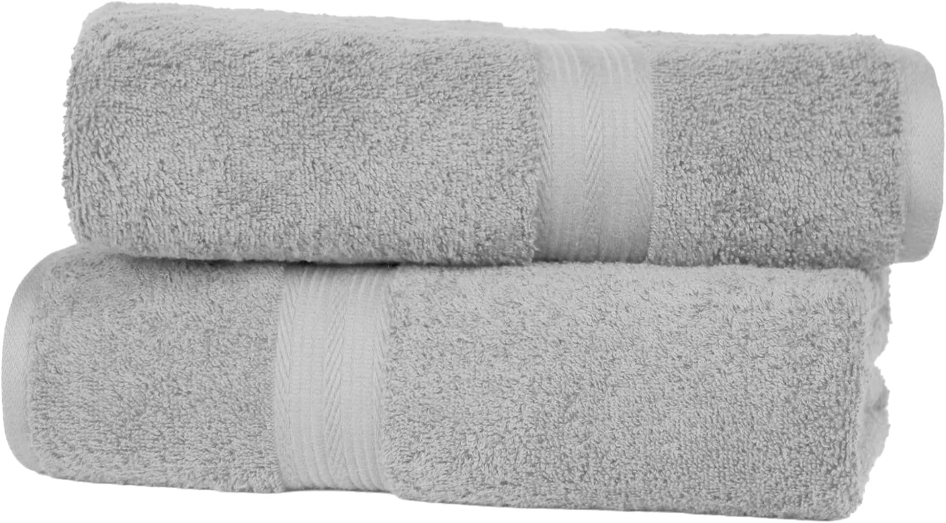 Bath Towels, Fade Resistant 100% Cotton Towel Set, Soft and Absorbent, 70 x 140 cm, Grey, 2-Pack