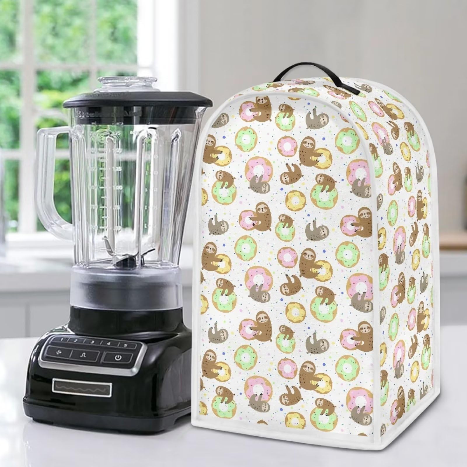 Poceacles Sloth Donut Print Kitchen Blender Covers, Blender Dust Stand Mixer or Coffee Maker Appliance Cover Anti Fingerprint Dust Proof Stain Resistant Blender Cover for Blender Appliance — image 1