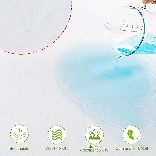 Miniatura 5 de Bamuho Almohadillas de cama para incontinencia lavables con 4 capas de protección, almohadillas de cama impermeables grandes, paquete de 2 unidades