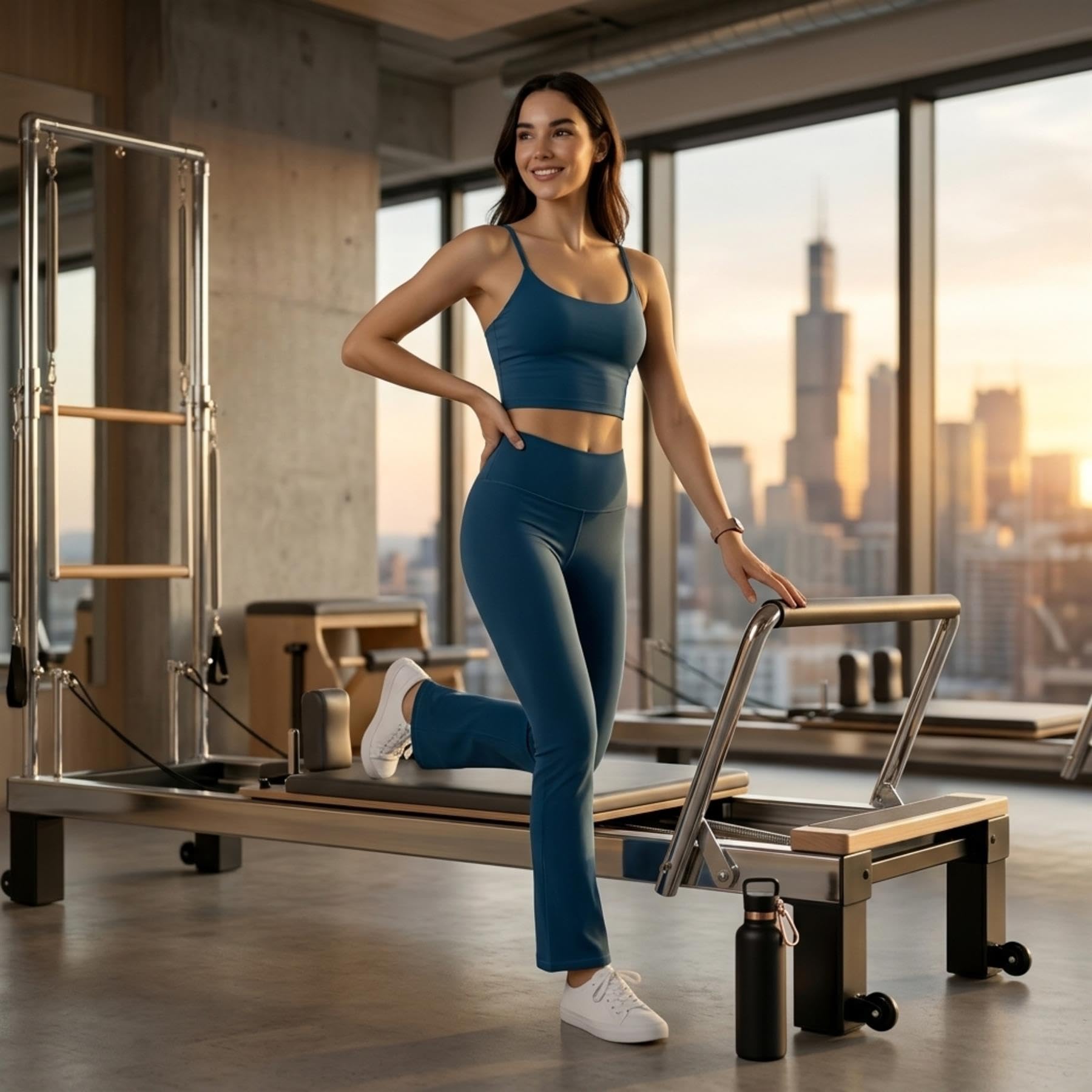 janisramone® Conjunto de gimnasio de entrenamiento para mujer, 2 piezas, tirantes delgados, brasier deportivo y leggings con corte de bota, conjunto de yoga, camiseta sin mangas que absorbe el sudor y