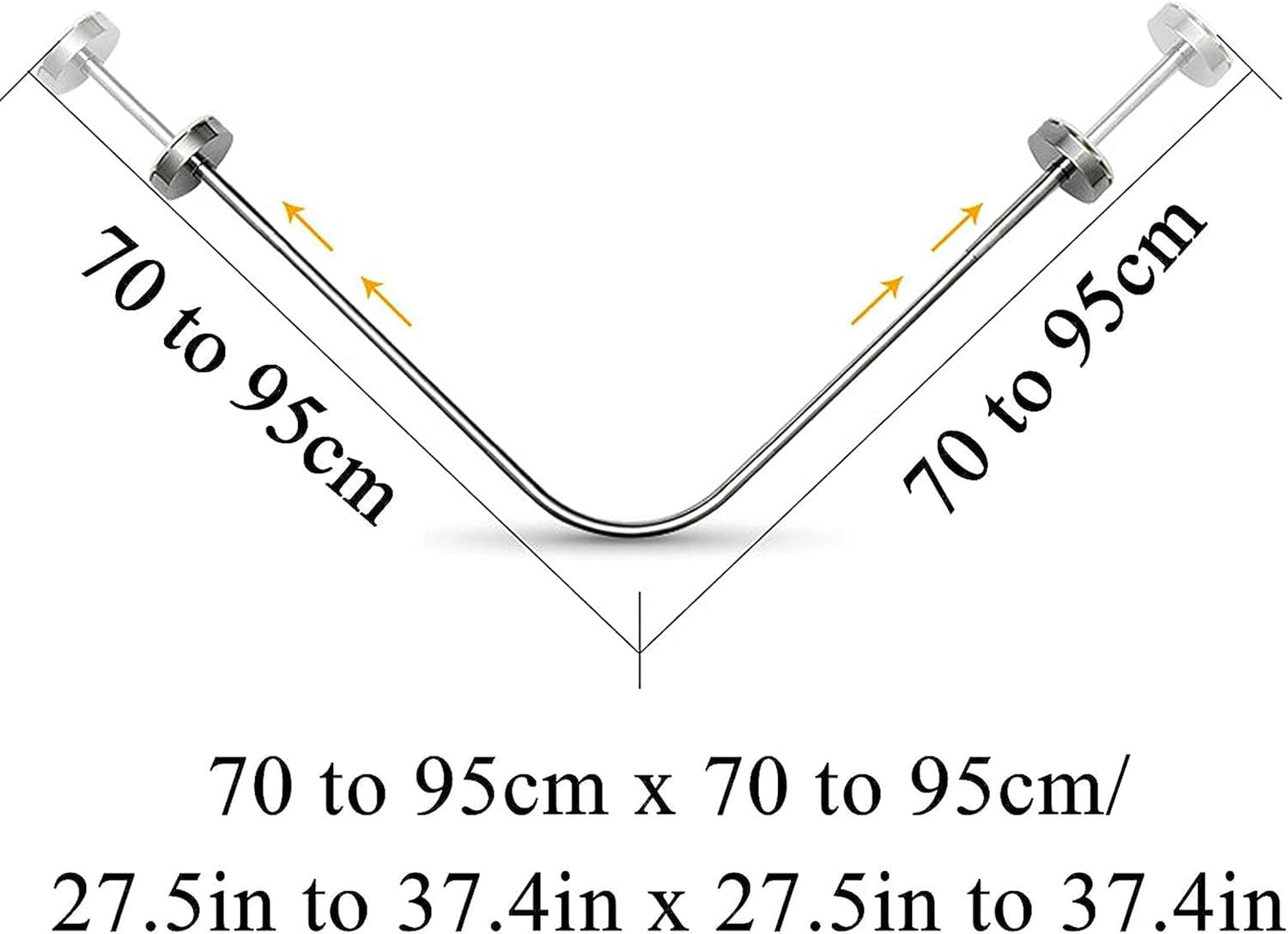 L Shaped Shower Curtain Rod Adjustable, Corner Shower Rod Curved No Drill/Drill Install, 304 Stainless Bath Curtain Rod for Bathroom, Clothing Store, Private Space