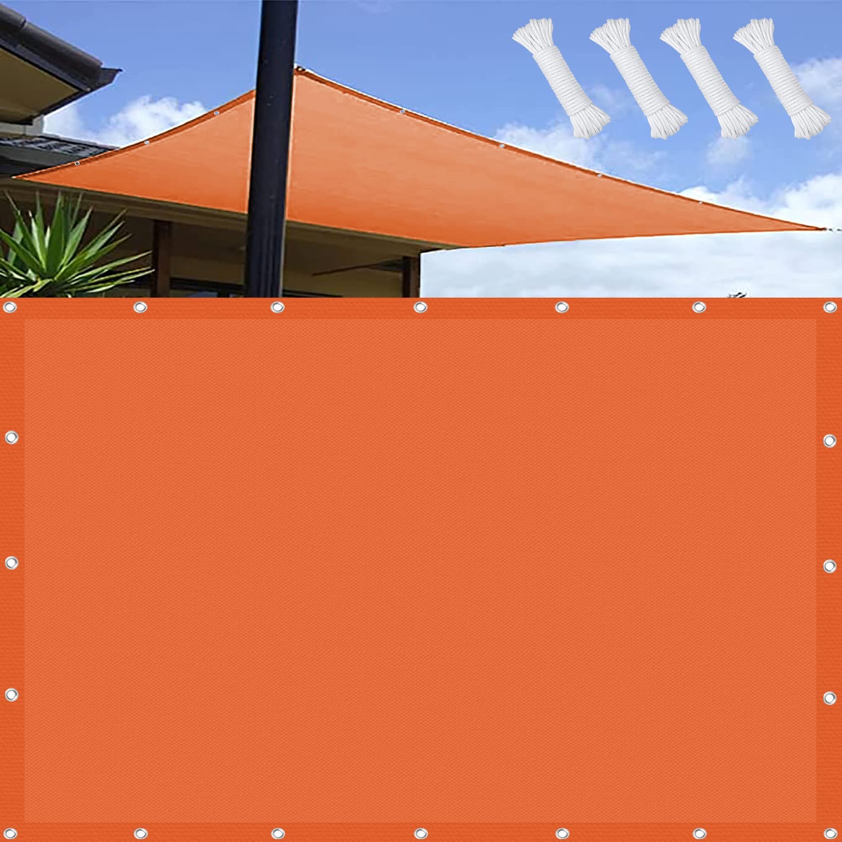 Sun Shade Sail 1.5 x 2 m Waterproof 98% UV Block Sunscreen Awnings Patio Sunshade with 4 Pcs 1.5m Ropes for Outdoors, Garden, Patio, Yard, Party, Orange — image 1